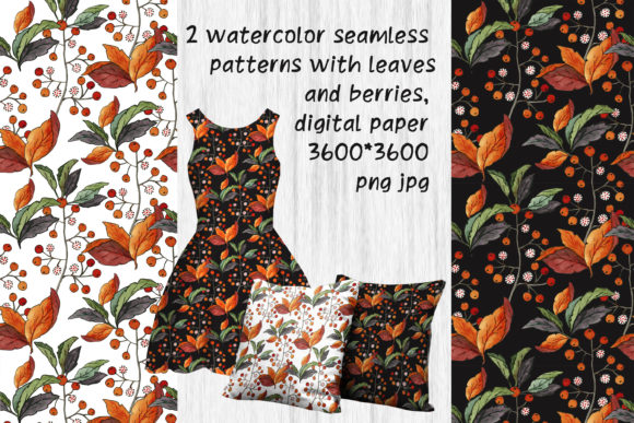 2 Watercolor Seamless Plant Patterns
