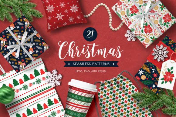 21 Christmas Seamless Patterns