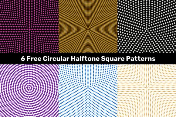 6 Free Circular Halftone Square Patterns