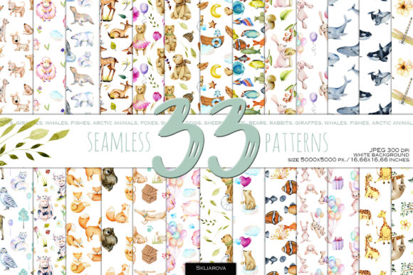 Animals Seamless Patterns Set