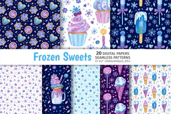 Frozen Sweets, Bakery. Seamless Patterns