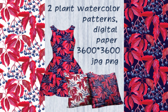 Plant Watercolor Patterns, Digital Paper: A Versatile Creative Resource