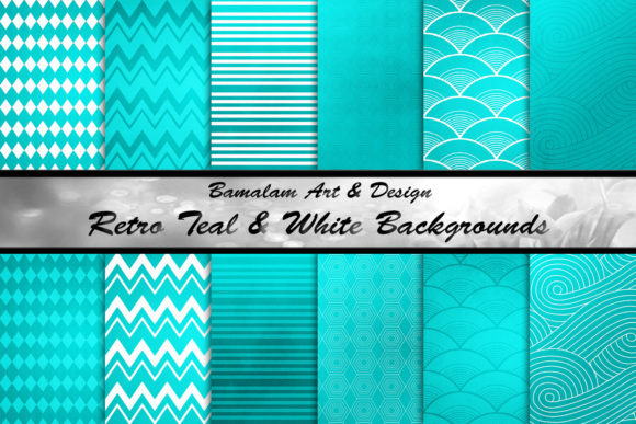 Retro Teal White Patterns