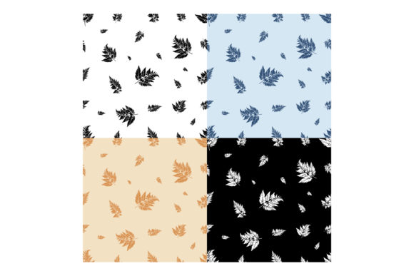Seamless Patterns with Black Grass Leaves