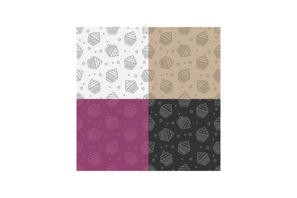 Set of Seamless Patterns with Dessert Ba